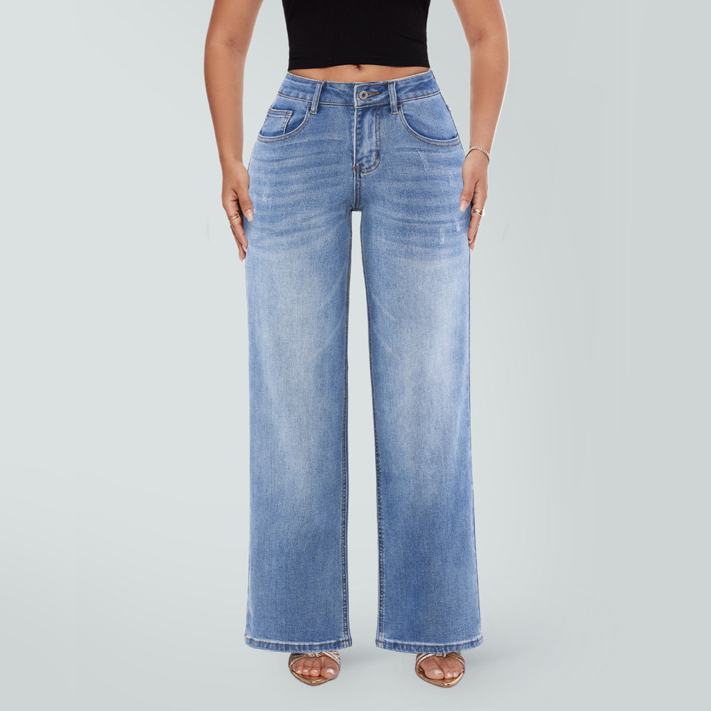 MKASOUTH — Women's High-Waisted Lift Straight Wide Leg Jeans