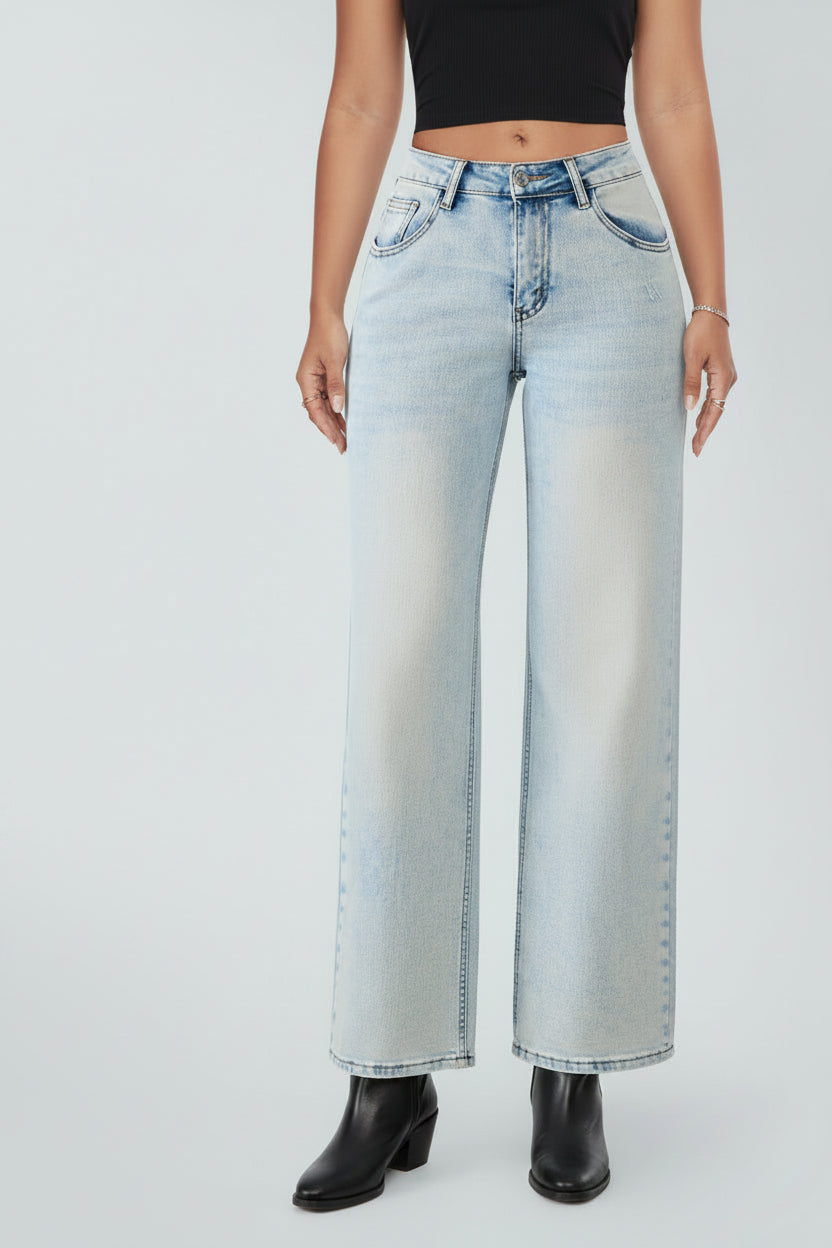 MKASOUTH — Women's High-Waisted Lift Straight Wide Leg Jeans