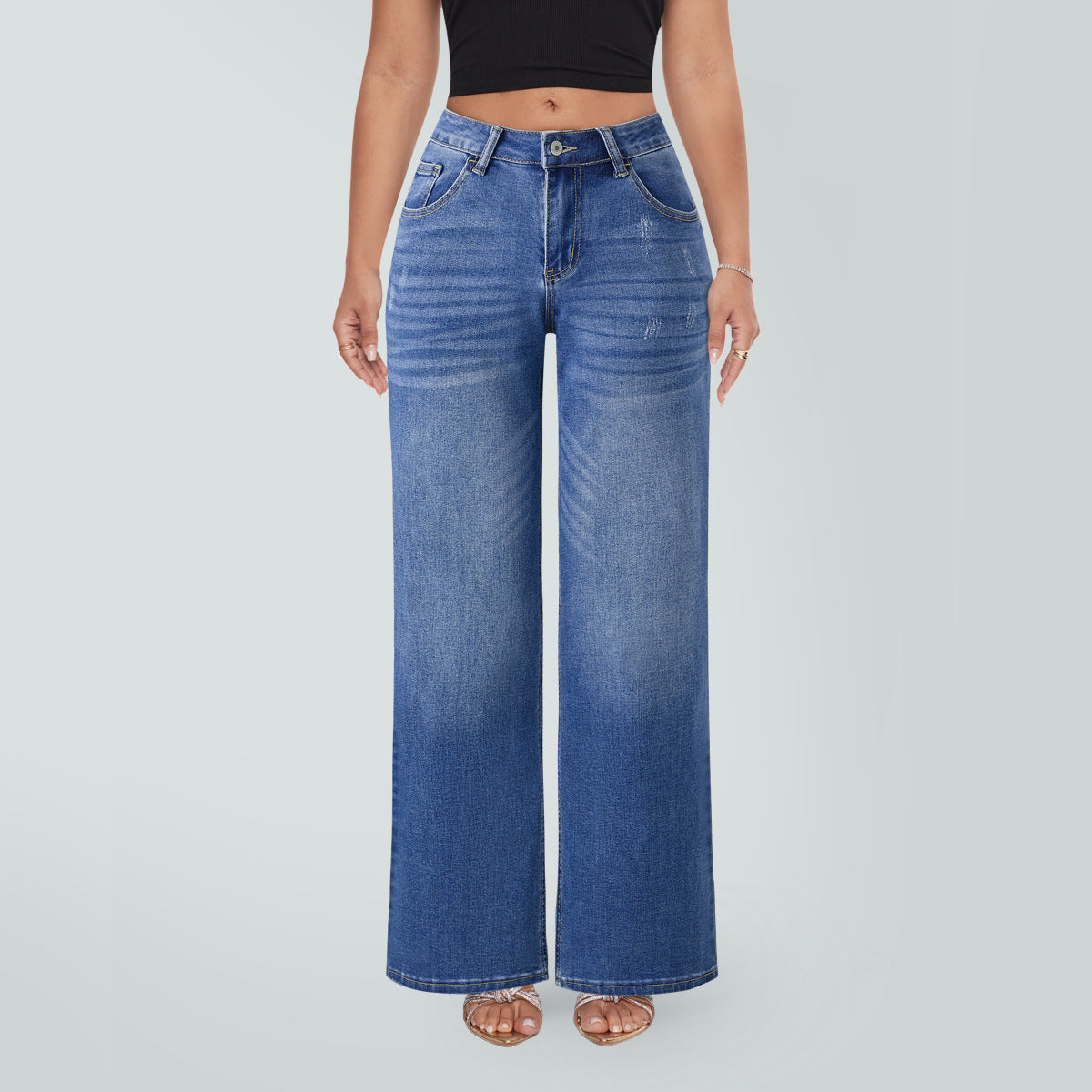 MKASOUTH — Women's High-Waisted Lift Straight Wide Leg Jeans