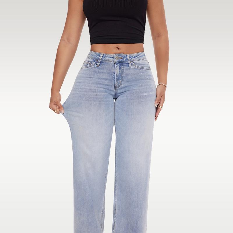 MKASOUTH — Women's High-Waisted Lift Straight Wide Leg Jeans