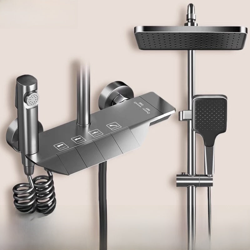 MKASOUTH Thermostatic Smart Shower Set | LED Display & Piano-Key Showerhead