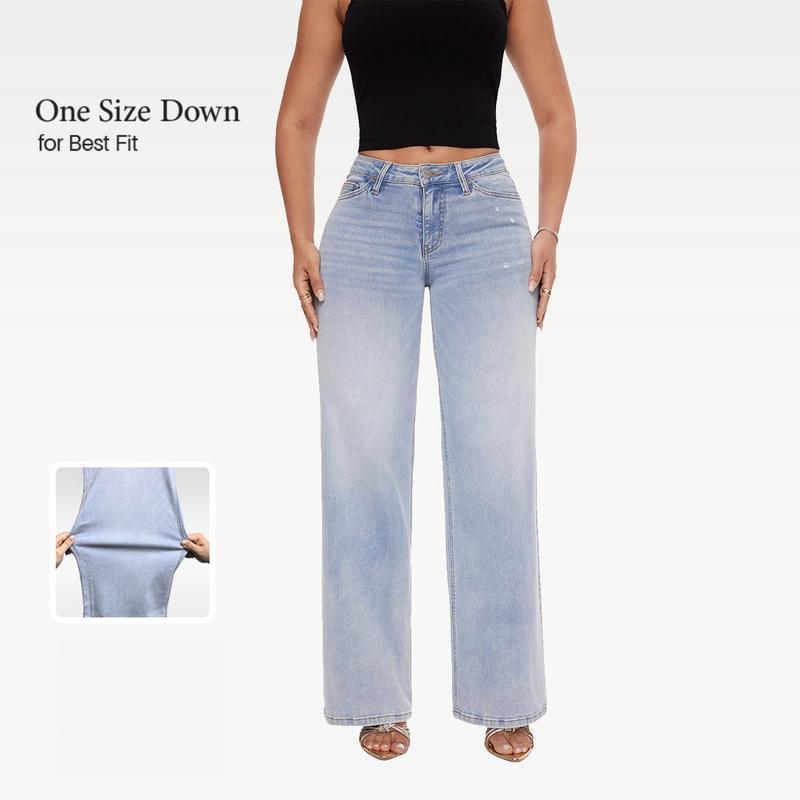 MKASOUTH — Women's High-Waisted Lift Straight Wide Leg Jeans