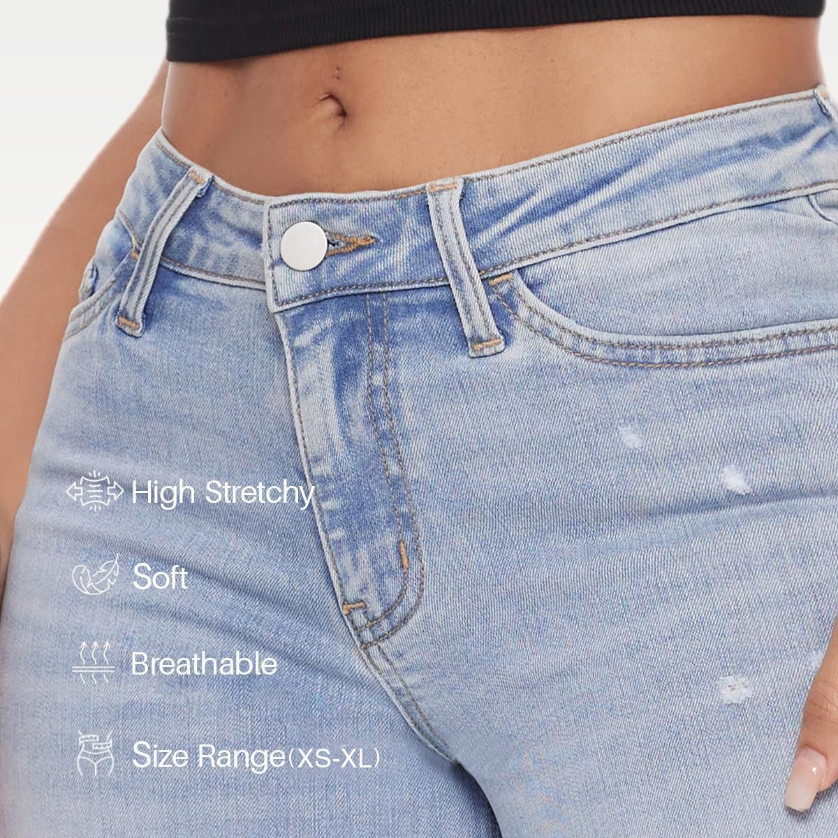 MKASOUTH — Women's High-Waisted Lift Straight Wide Leg Jeans