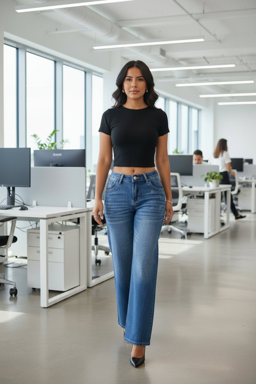 MKASOUTH — Women's High-Waisted Lift Straight Wide Leg Jeans