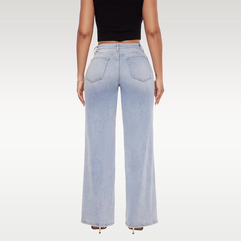 MKASOUTH — Women's High-Waisted Lift Straight Wide Leg Jeans