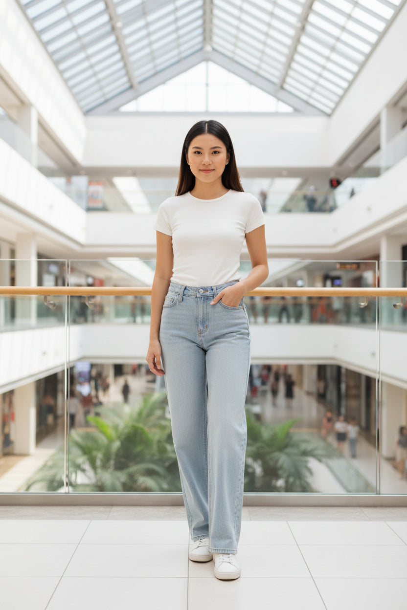 MKASOUTH — Women's High-Waisted Lift Straight Wide Leg Jeans