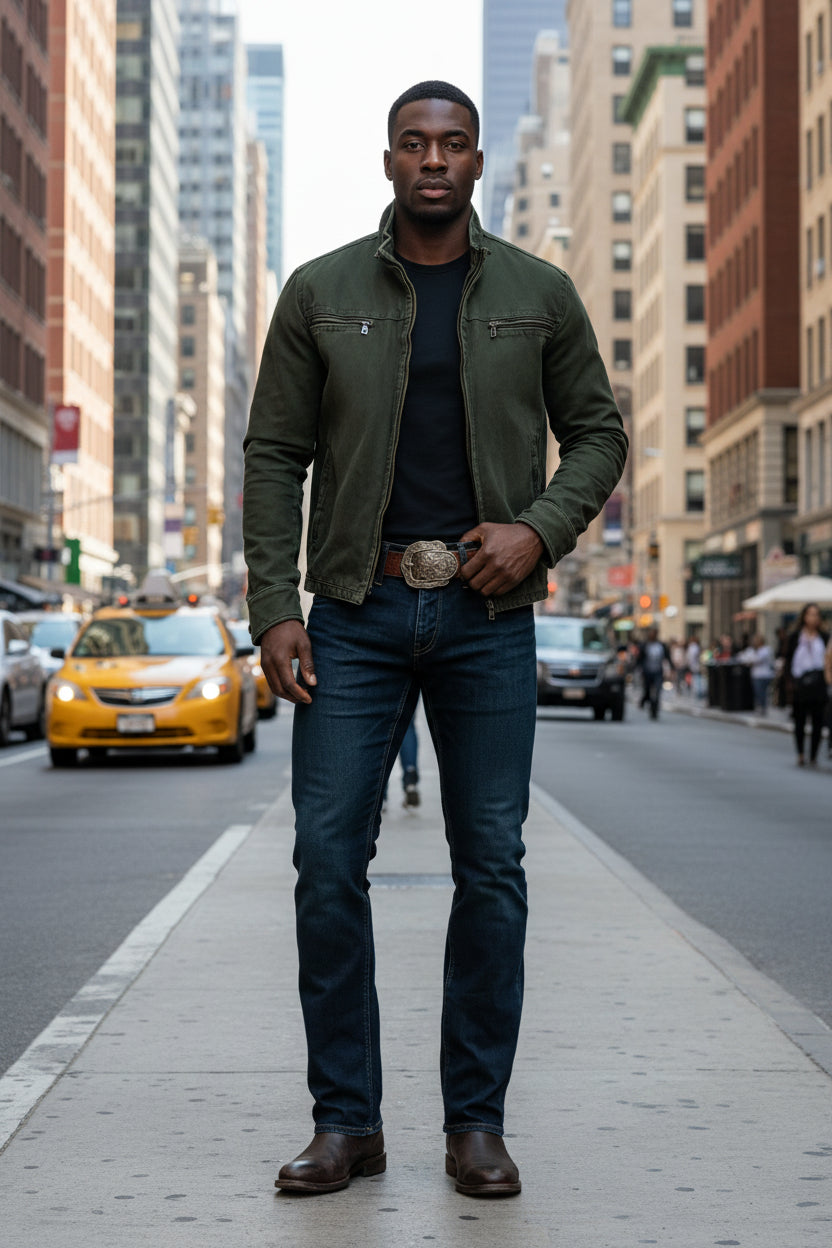 MKASOUTH — Men's Retro Army Green Jacket