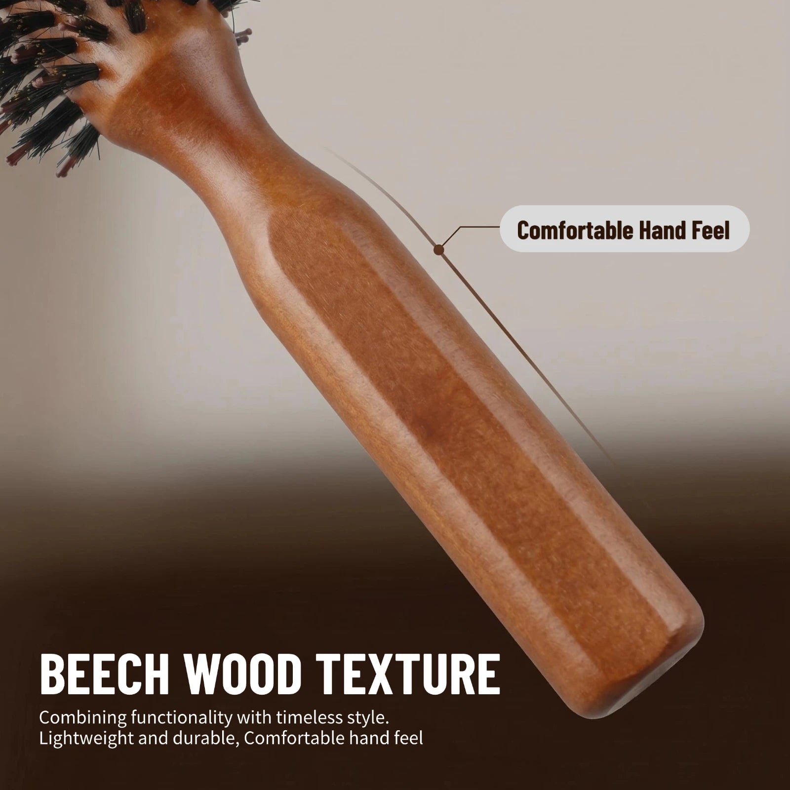 Boar Bristle Round Hair Brush – Beech Wood, 4 Sizes, Blow Dry & Curl
