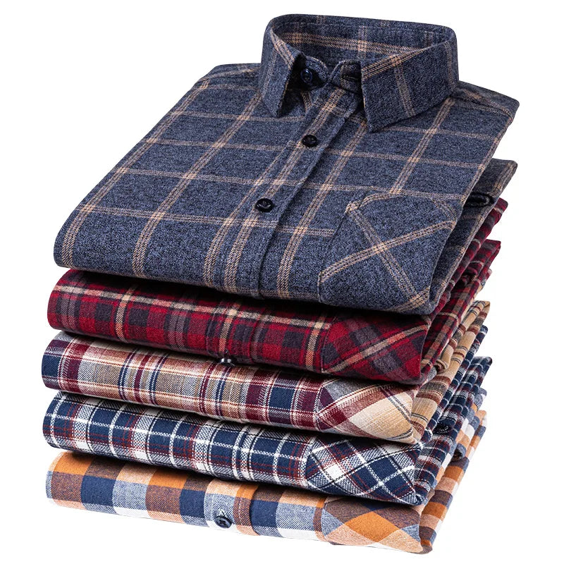 MKASOUTH — Men's Cotton Plaid Smart Casual Shirt