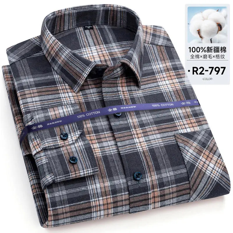 MKASOUTH — Men's Cotton Plaid Smart Casual Shirt