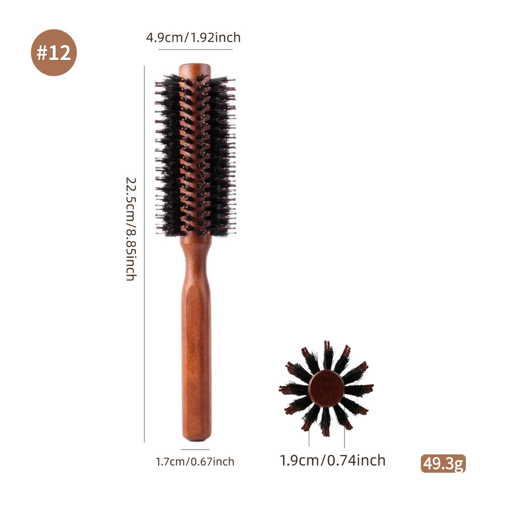 Boar Bristle Round Hair Brush – Beech Wood, 4 Sizes, Blow Dry & Curl
