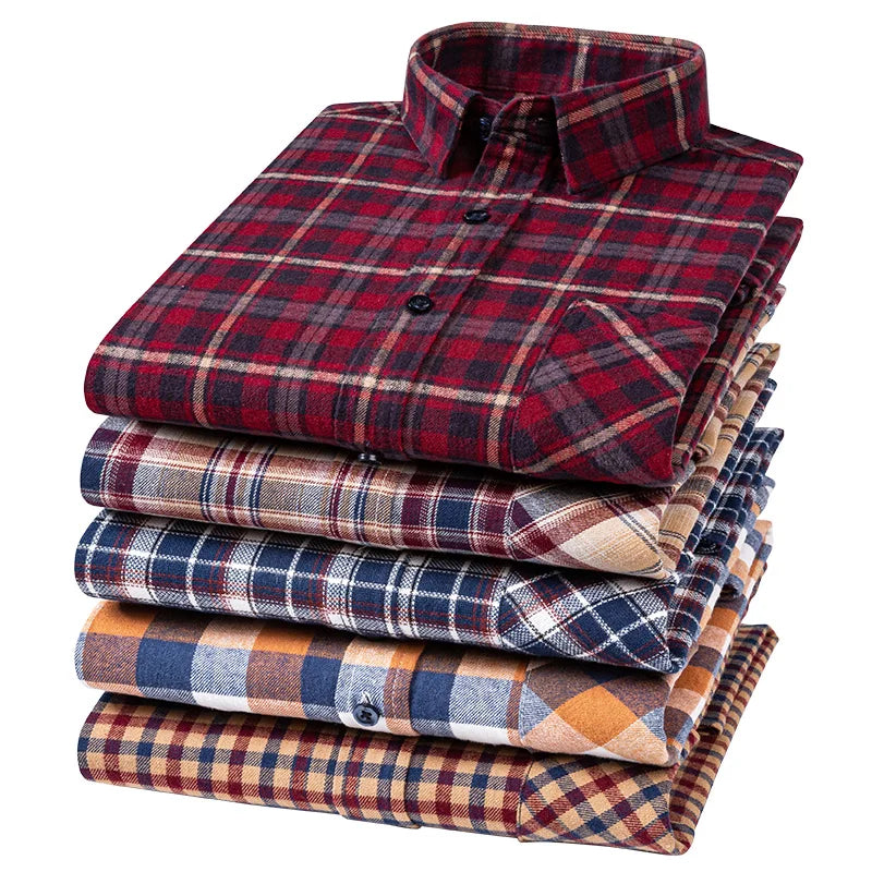 MKASOUTH — Men's Cotton Plaid Smart Casual Shirt