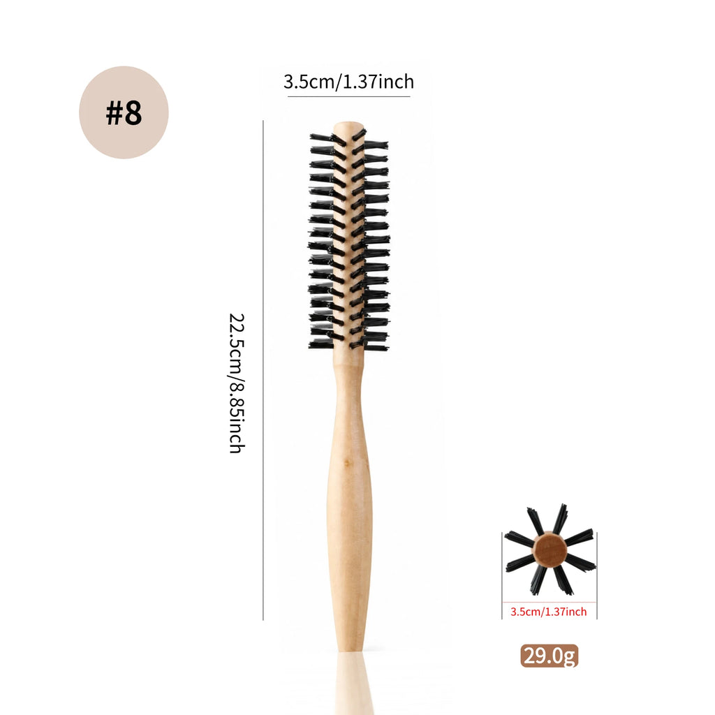 Beech Wood Round Hair Brush – Nylon Bristle, 3 Sizes, Blow Dry Styling