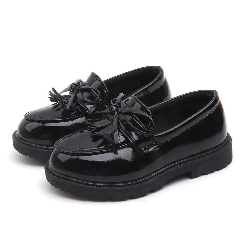 MKASOUTH — Girls' Patent Leather Tassel Bow Loafers