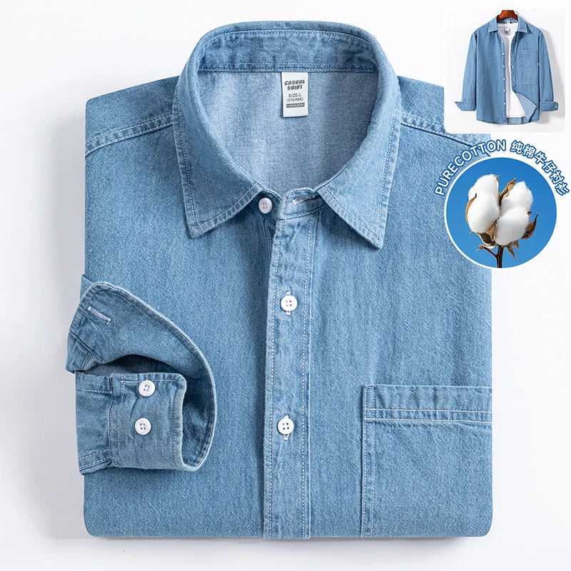Men's Cotton Denim Long-Sleeve Shirt