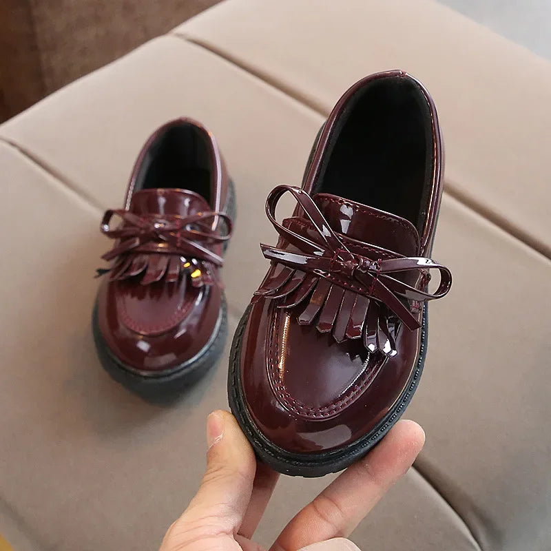 MKASOUTH — Girls' Patent Leather Tassel Bow Loafers