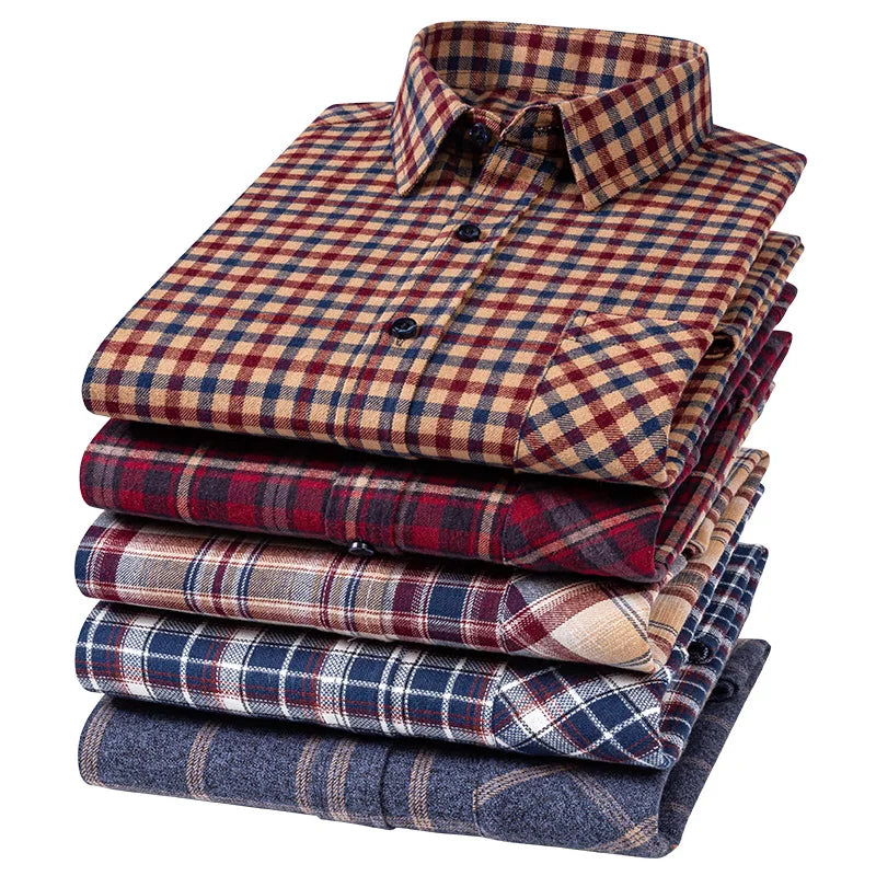 MKASOUTH — Men's Cotton Plaid Smart Casual Shirt