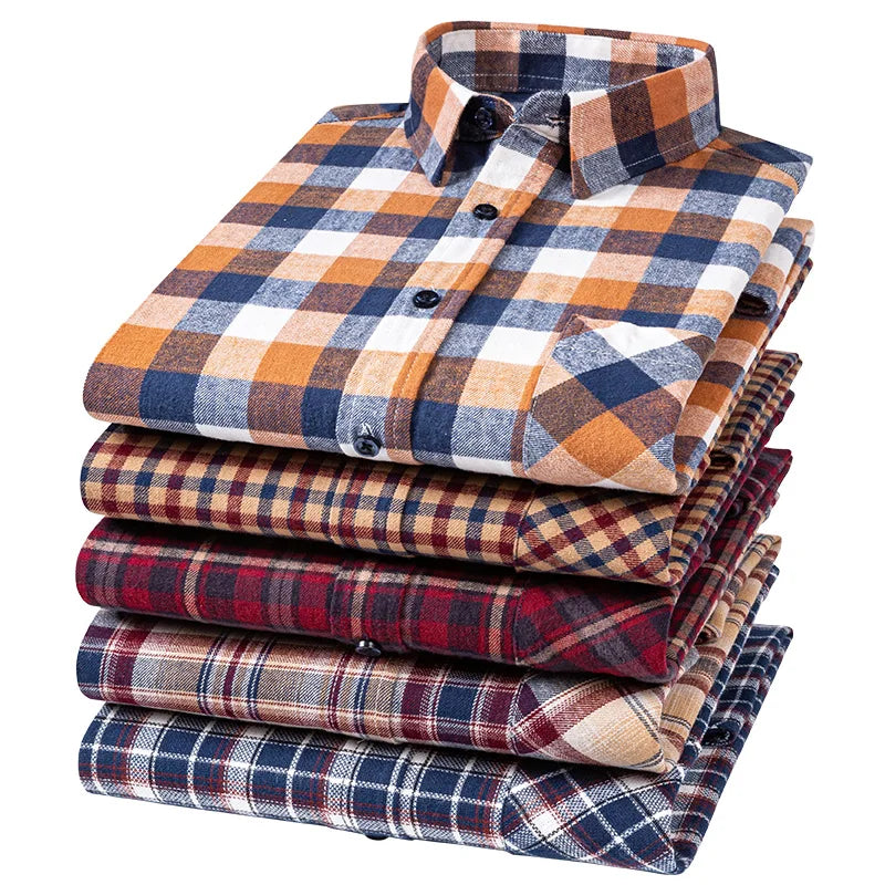 MKASOUTH — Men's Cotton Plaid Smart Casual Shirt