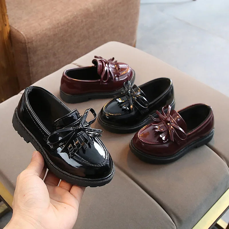 MKASOUTH — Girls' Patent Leather Tassel Bow Loafers
