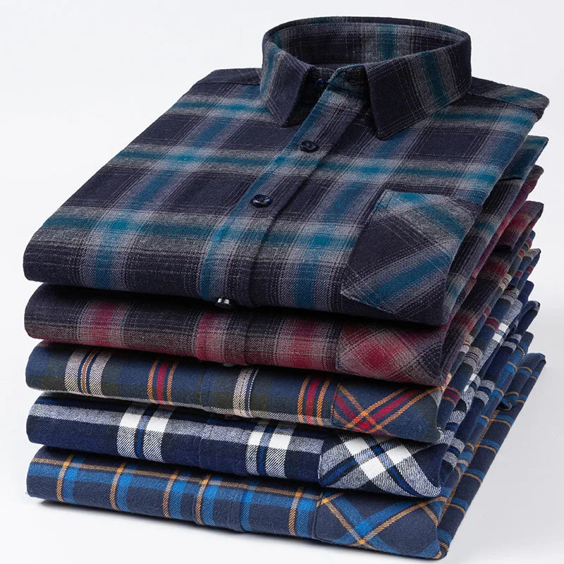 MKASOUTH — Men's Cotton Plaid Smart Casual Shirt