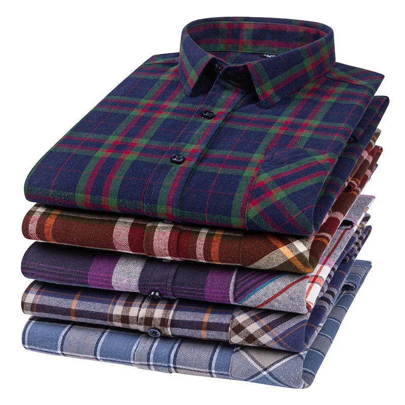 MKASOUTH — Men's Cotton Plaid Smart Casual Shirt