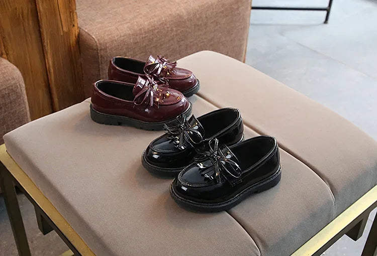 MKASOUTH — Girls' Patent Leather Tassel Bow Loafers