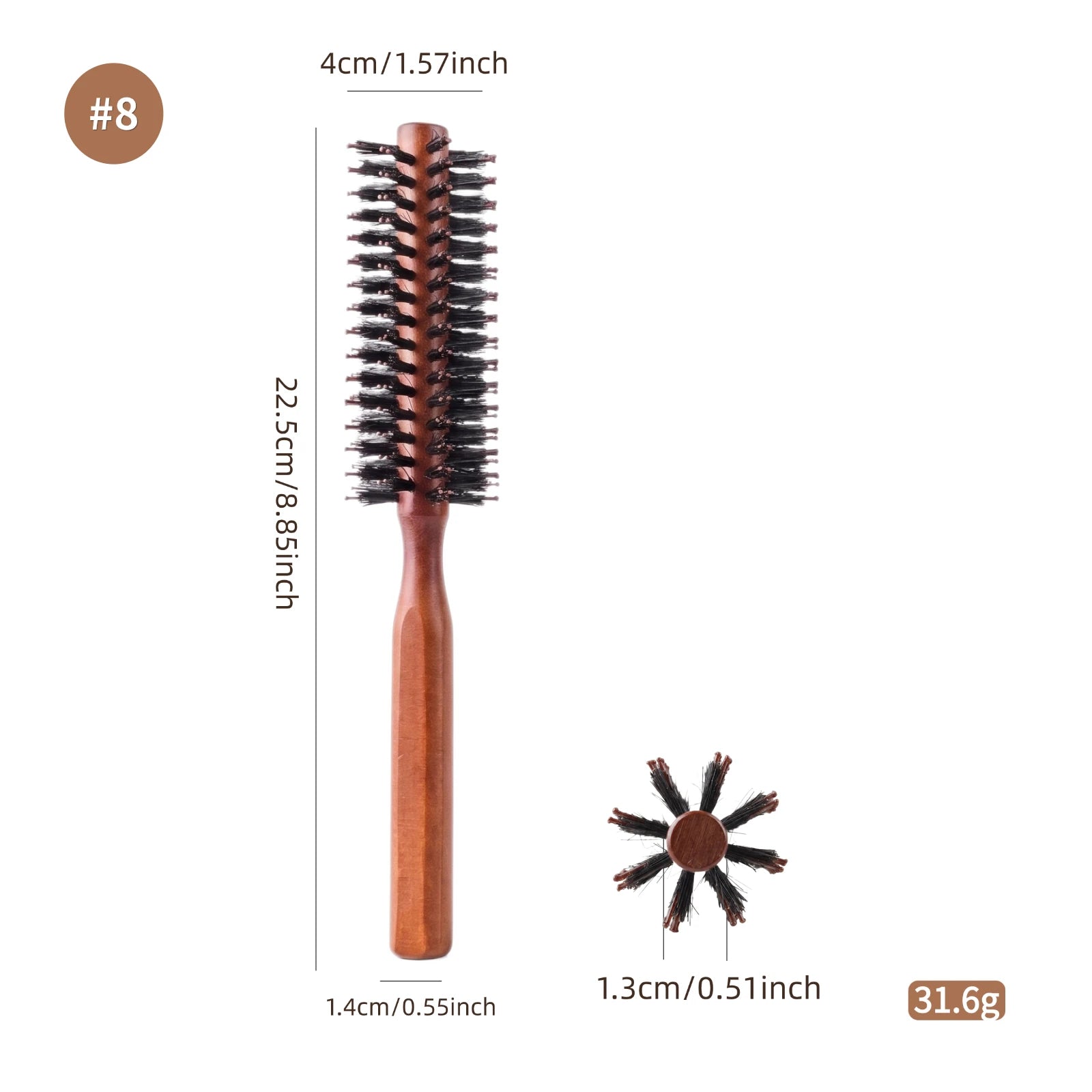 Boar Bristle Round Hair Brush – Beech Wood, 4 Sizes, Blow Dry & Curl
