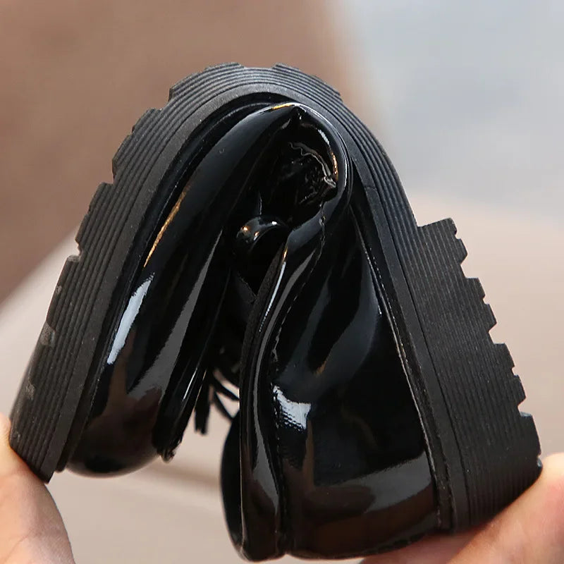 MKASOUTH — Girls' Patent Leather Tassel Bow Loafers