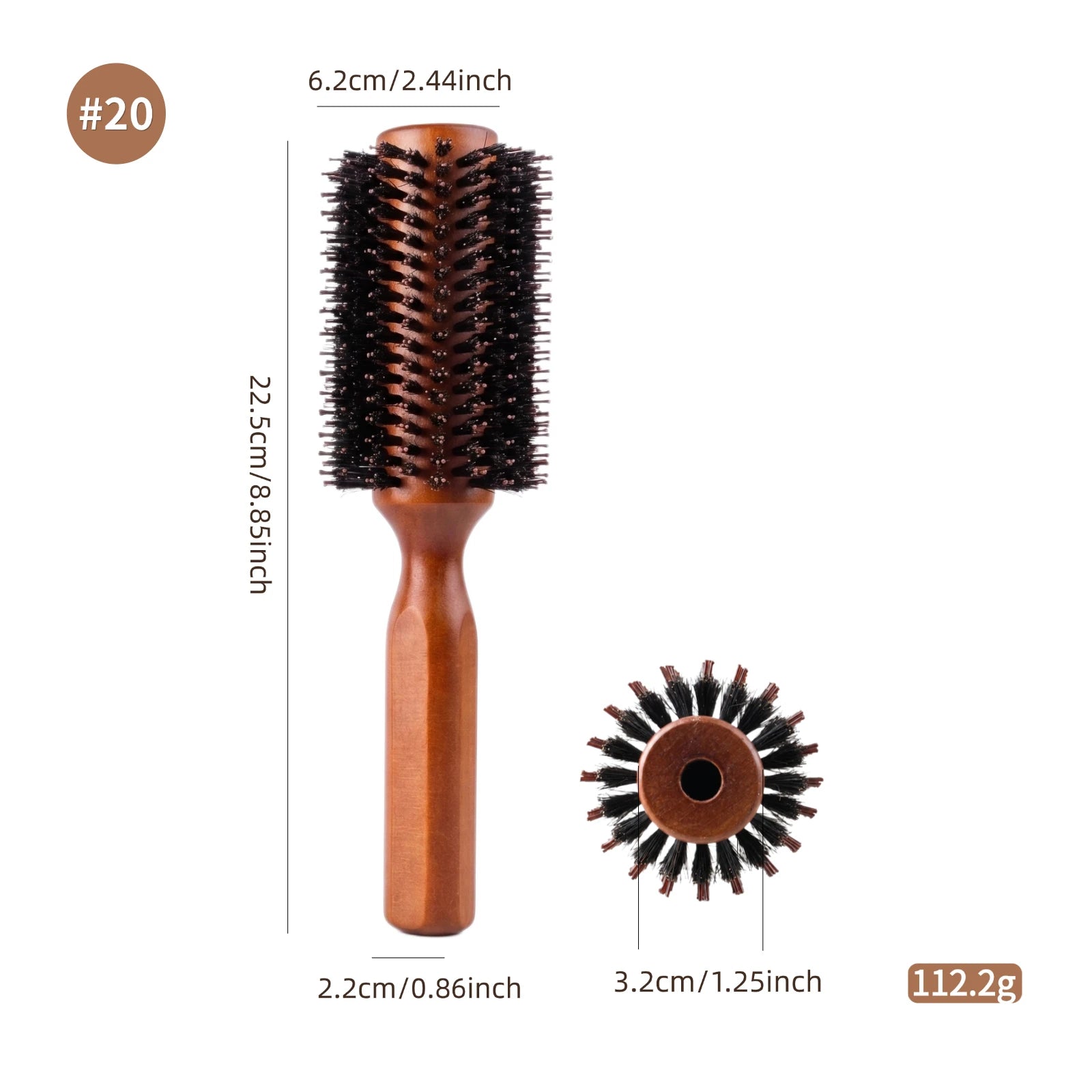 Boar Bristle Round Hair Brush – Beech Wood, 4 Sizes, Blow Dry & Curl