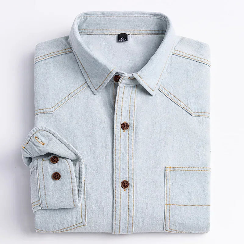 Men's Cotton Denim Long-Sleeve Shirt