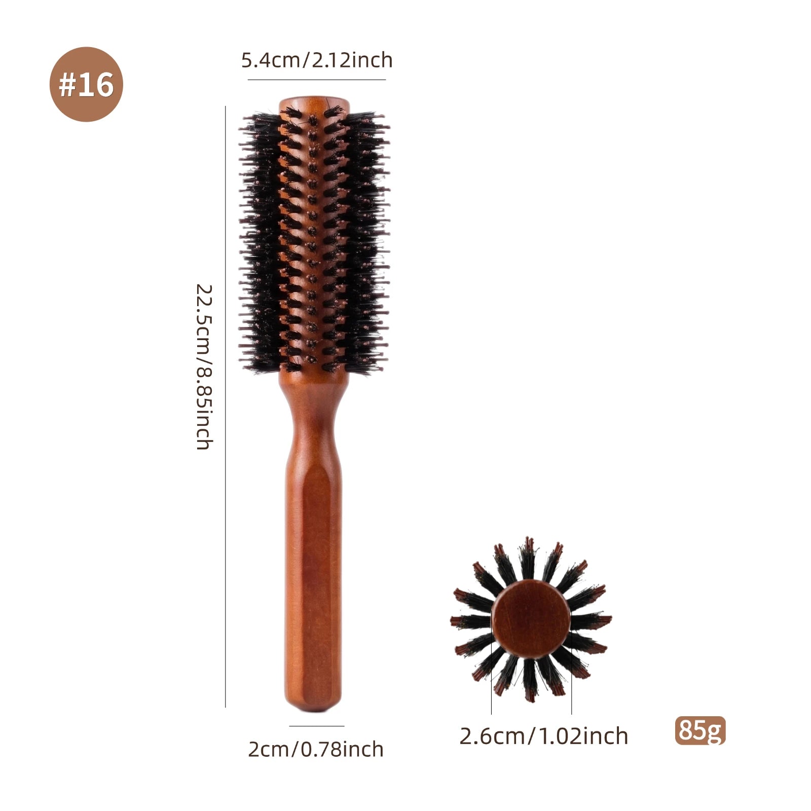 Boar Bristle Round Hair Brush – Beech Wood, 4 Sizes, Blow Dry & Curl