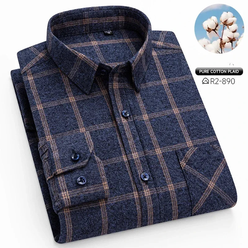 MKASOUTH — Men's Cotton Plaid Smart Casual Shirt