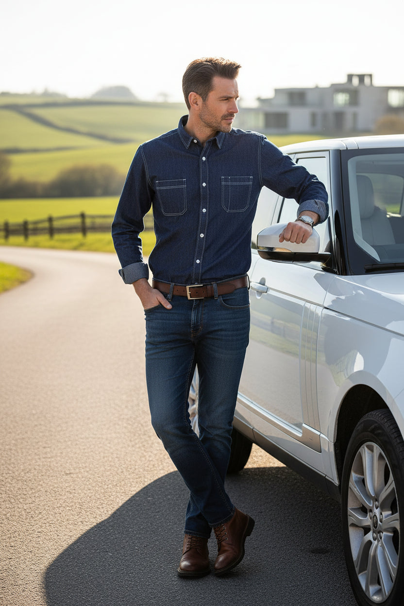 Men's Cotton Denim Long-Sleeve Shirt
