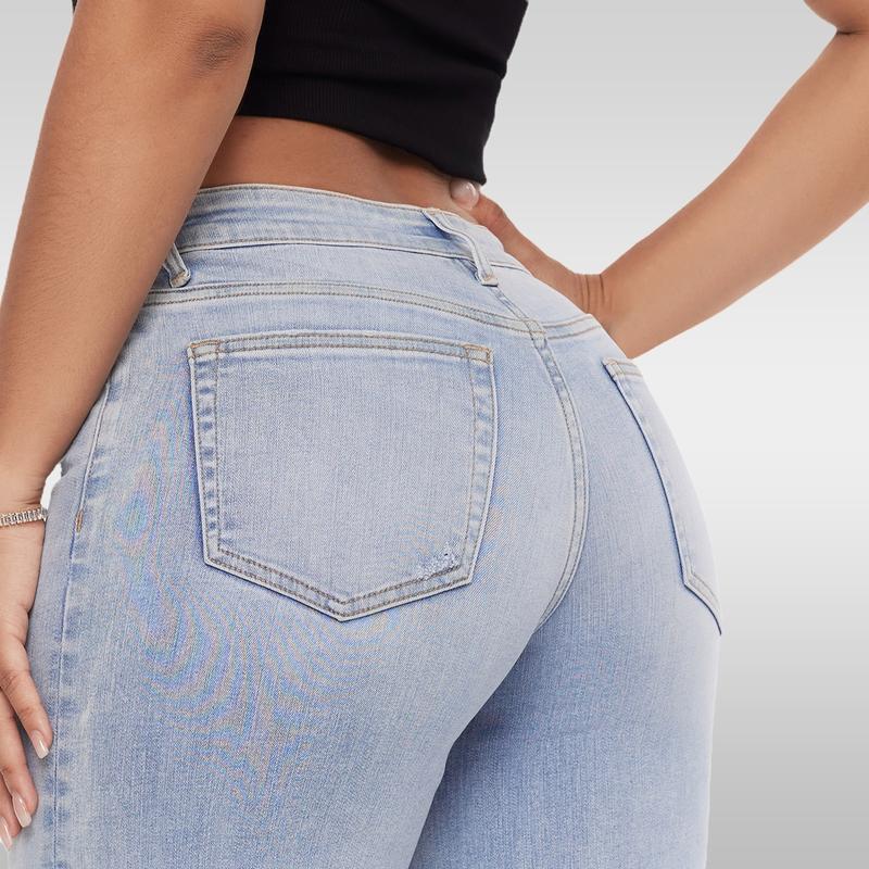 MKASOUTH — Women's High-Waisted Lift Straight Wide Leg Jeans