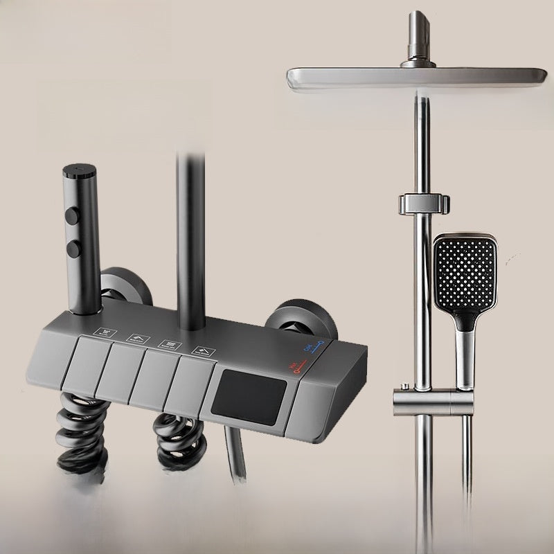 MKASOUTH Thermostatic Smart Shower Set | LED Display & Piano-Key Showerhead