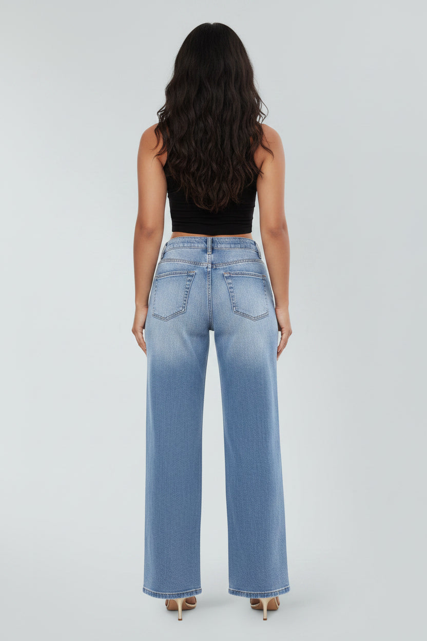 MKASOUTH — Women's High-Waisted Lift Straight Wide Leg Jeans