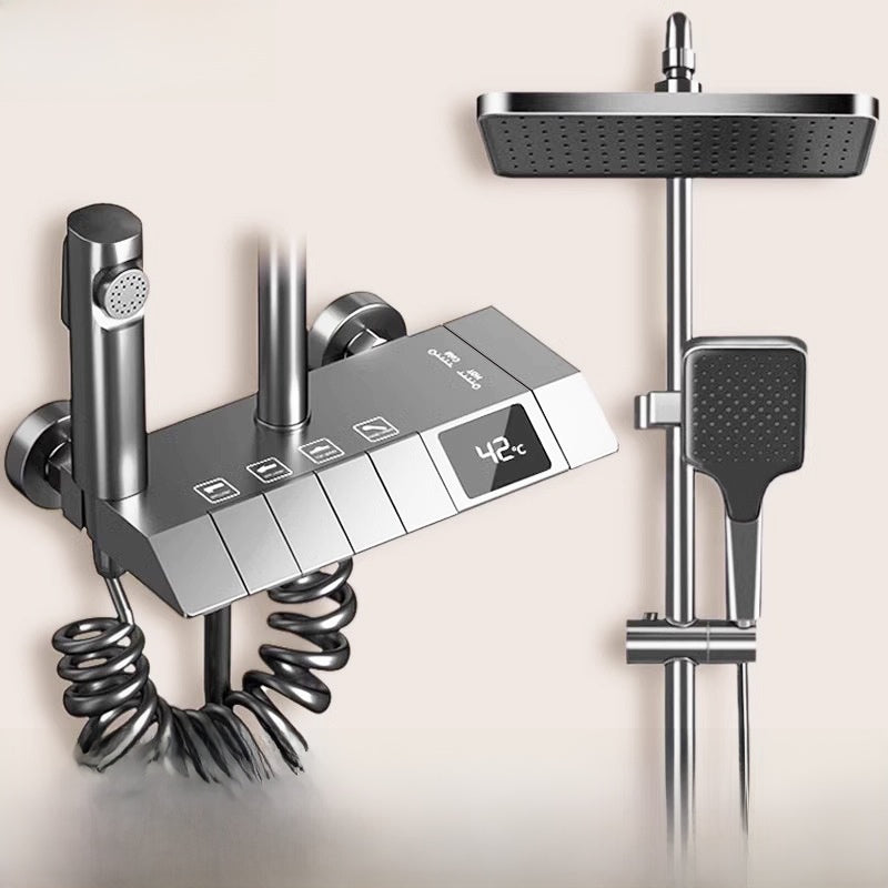MKASOUTH Thermostatic Smart Shower Set | LED Display & Piano-Key Showerhead