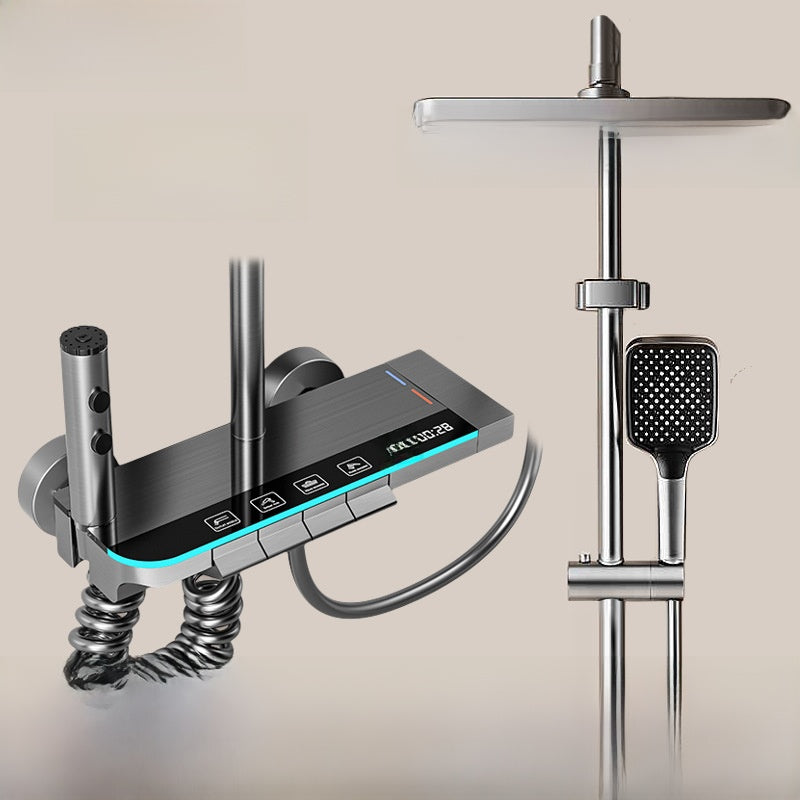 MKASOUTH Thermostatic Smart Shower Set | LED Display & Piano-Key Showerhead