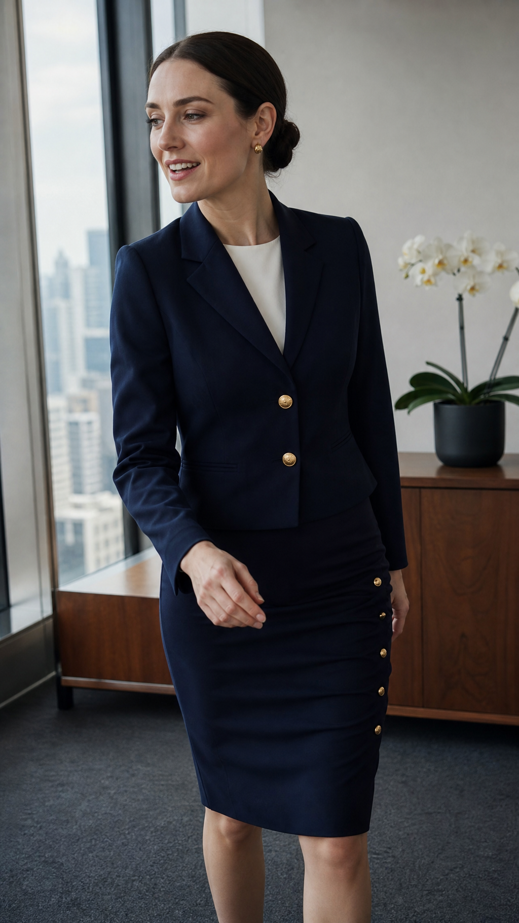 MKASOUTH — Women's Notched Collar Office Skirt Suit