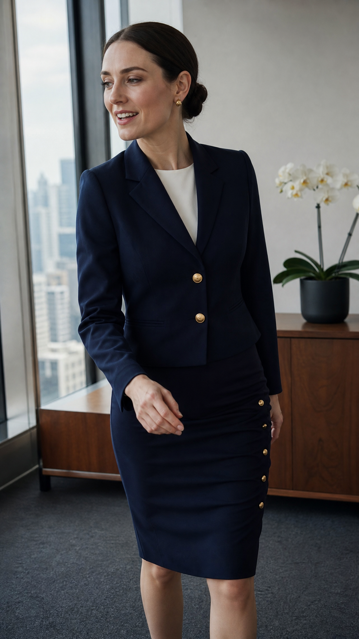 MKASOUTH — Women's Notched Collar Office Skirt Suit
